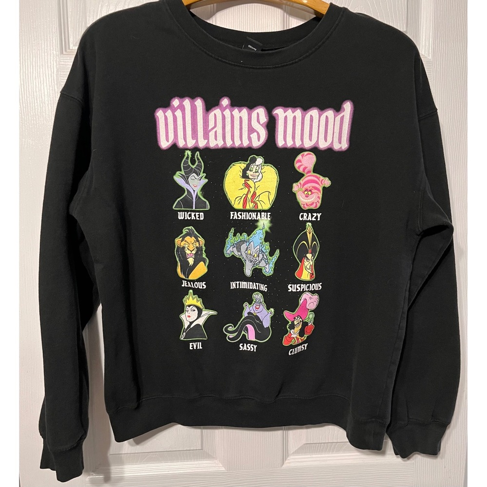 Disney Villains Mood Graphic Sweatshirt Black XXL Maleficent Ursula Cruella Scar